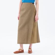 バスケットチェックサイドベルトスカート