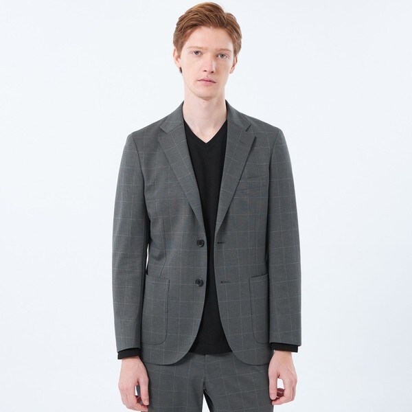 テーラードジャージー ジャケット グレンチェック/チドリ