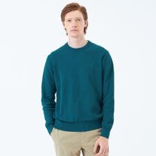 14G カノコ風ジャカード クルーネックニット