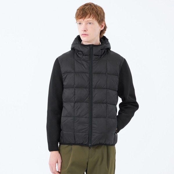 スクエアキルト＆ニット コンビパーカー with TAION