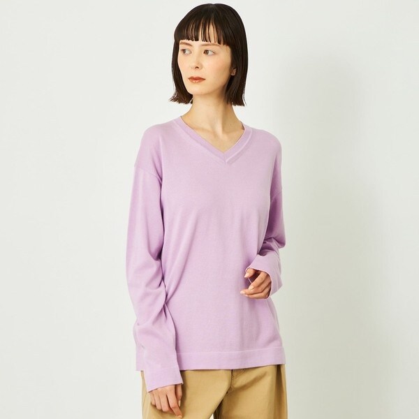 GREY LABEL ファインコットンVネックニット