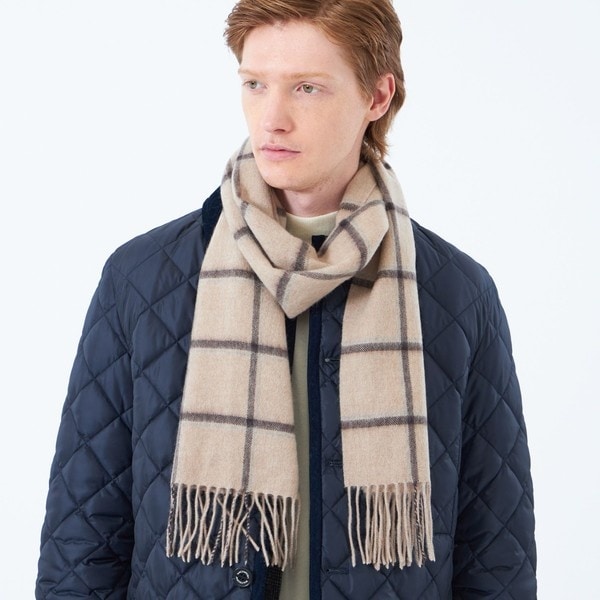 バッキンガムベア ウォッシャブルウールカシミヤ チェックマフラー