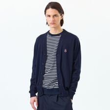 バッキンガムベア 綿ウール天竺 Vネックカーディガン