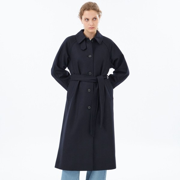 ブルーレーベルクレストブリッジ　チェックロングコート　リバーシブル　38 歩くと裏地のクレストブリッジチェックが覗くマニッシュなロング