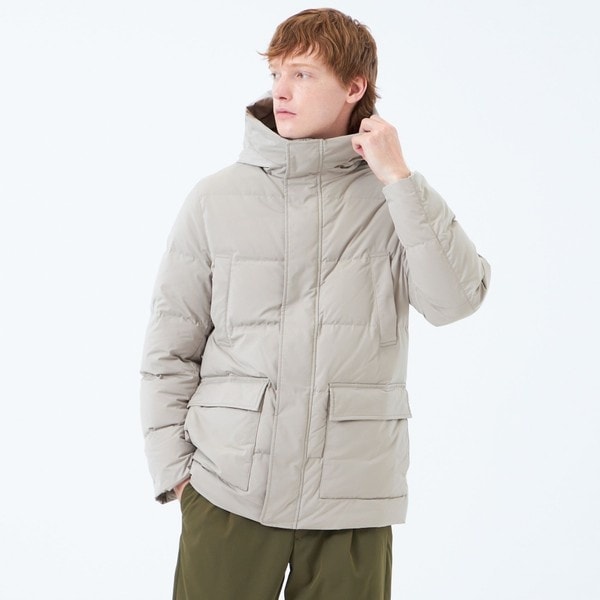 マッキントッシュフィロソフィー　白ダウン　ノーカラー メモリーストレッチ フーデッドダウンブルゾン | マッキントッシュ