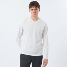 VネックロンT ストレッチミラノリブ