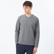 VネックロンT ストレッチミラノリブ