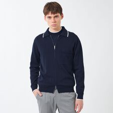 12Gプレーティング天竺 ライン入り襟付きジップアップ