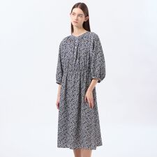 バイカラーフラワープリントワンピース