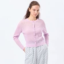 【LEE4月号/蛯原友里さん着用】シアーケーブルカーディガン