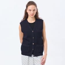 【LEE4月号/蛯原友里さん着用】パッチポケットニットジレ