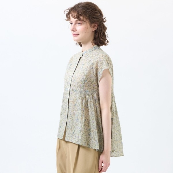 美品　theory luxe 24SS 蛯原友里さん着用 クルーネックブラウス LEEweb/蛯原友里さん着用】Snowblue Garden サイドギャザーブラウス