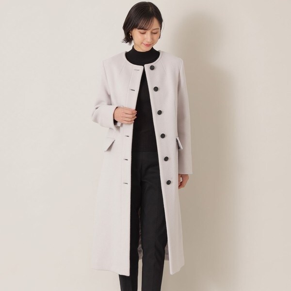 【新品】FENNELフェンネル 毛100%ノーカラーチェスターコートオフホワイト 新品】FENNELフェンネル 毛100%ノーカラーチェスターコートオフ