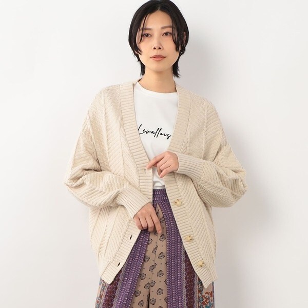 WALDO】ヘリンボーンVネックカーディガン | ニコルホワイト(NICOLE