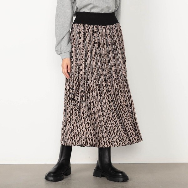 WALDO】ジオメトリック柄プリーツスカート | ニコルホワイト(NICOLE