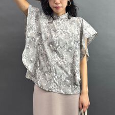 フリル袖柄シャツ