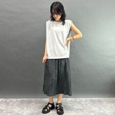 異素材スリーブレスワンピース