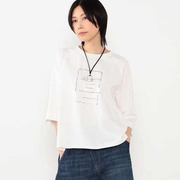 ニコルホワイト（NICOLE WHITE）/フロント箔ロゴ７分袖Tシャツ フロント箔ロゴ7分袖Tシャツ | ニコルホワイト(NICOLE WHITE