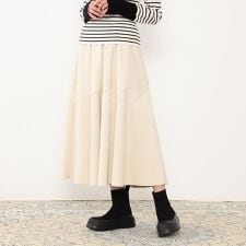 【WALDO】合皮ドッキングフレアスカート