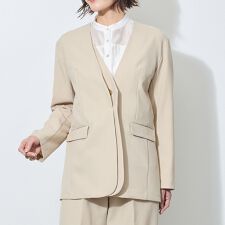 【WALDO】レイヤード風ノーカラージャケット