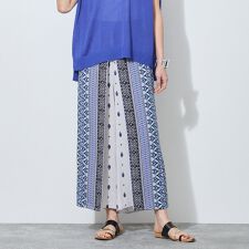 【WALDO】パネル柄幾何学プリント巻きスカート風パンツ