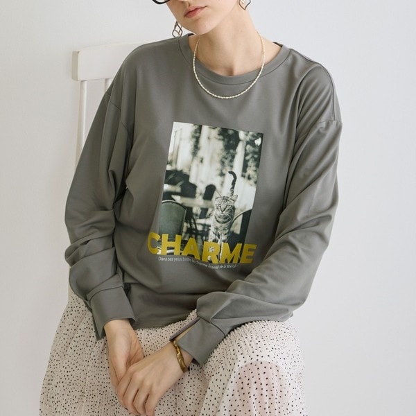 デザインロングスリーブTシャツ | ニコルホワイト(NICOLE WHITE