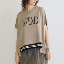 リブ付きプリントTシャツ