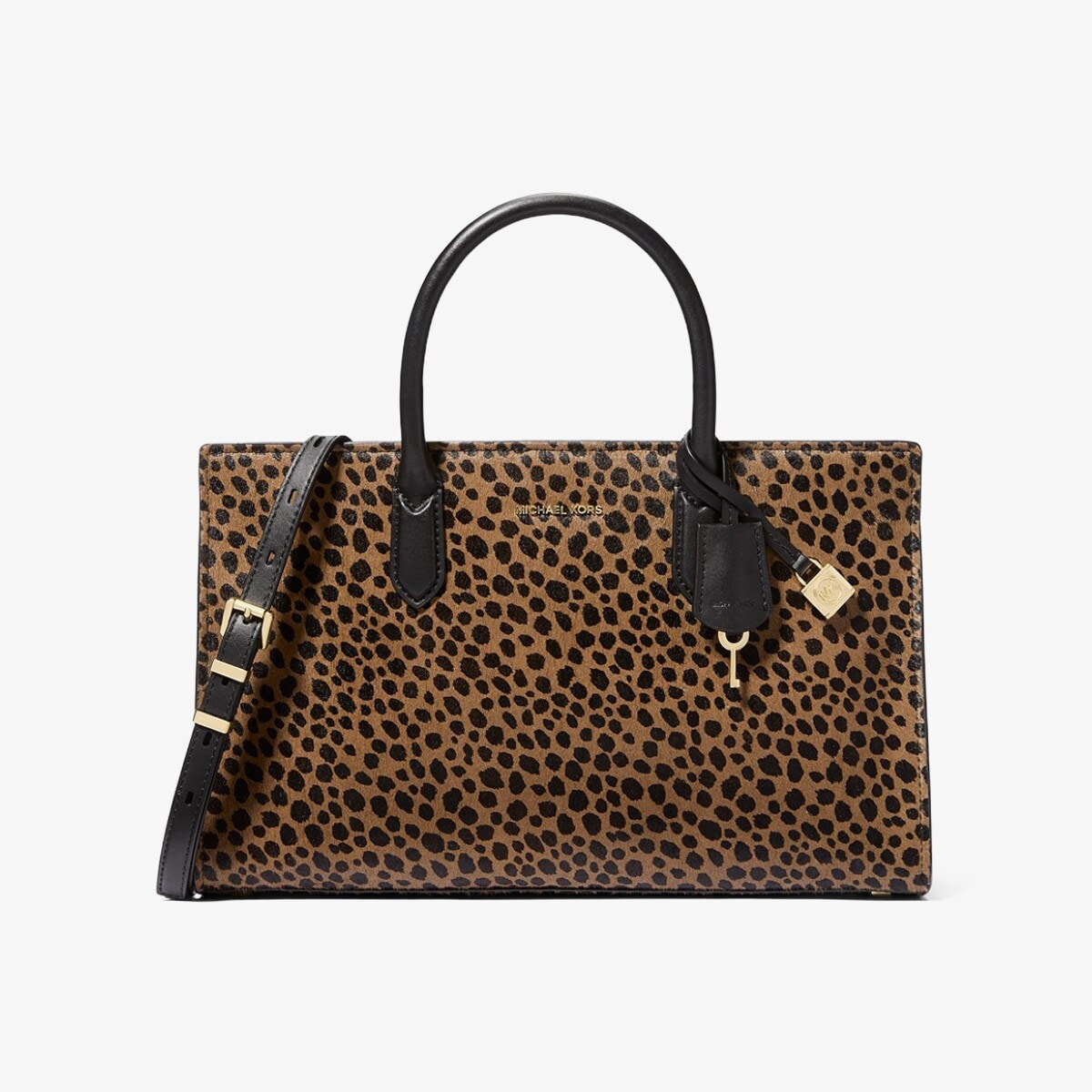 AVRIL チータープリント カーフヘア レザー サッチェル スモール