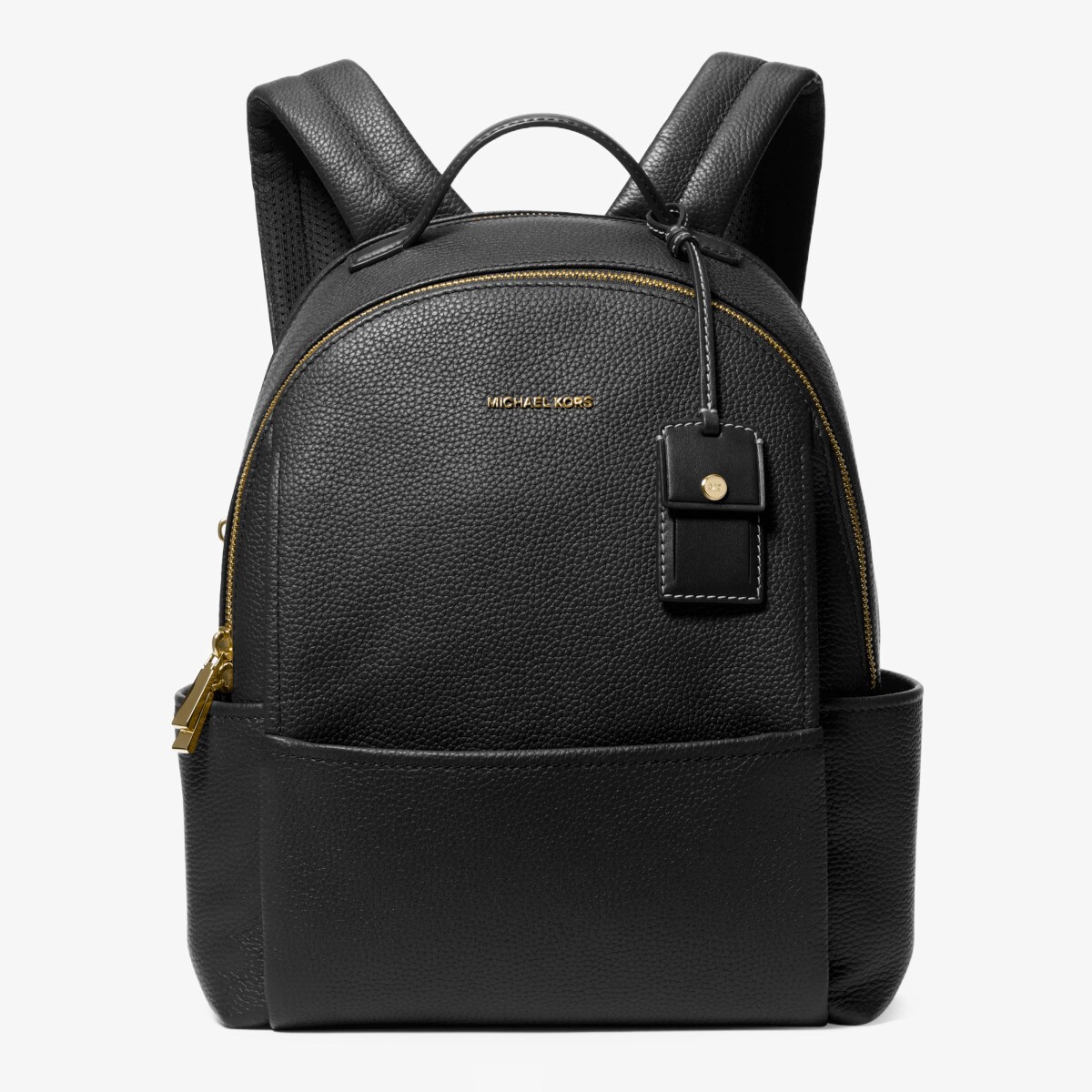 美品✨MICHEAL KORS リュック MK 総柄 ロゴ金具 レザー ブラック マイケル・コース(MICHAEL KORS) レザー リュック・バックパック