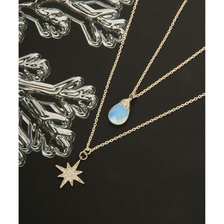 結晶ガラス ２連六芒星ガラスシルバーネックレス ワイスチャーム Wythecharm ファッション通販 マルイウェブチャネル