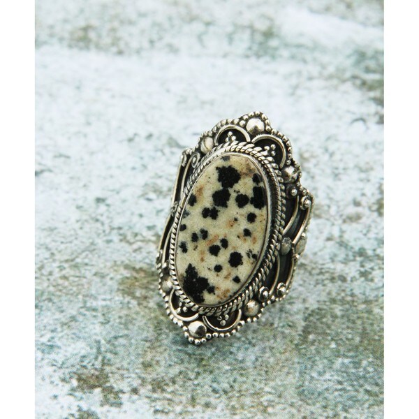 フランス1点ものリング】レオパードジャスパー楕円リング