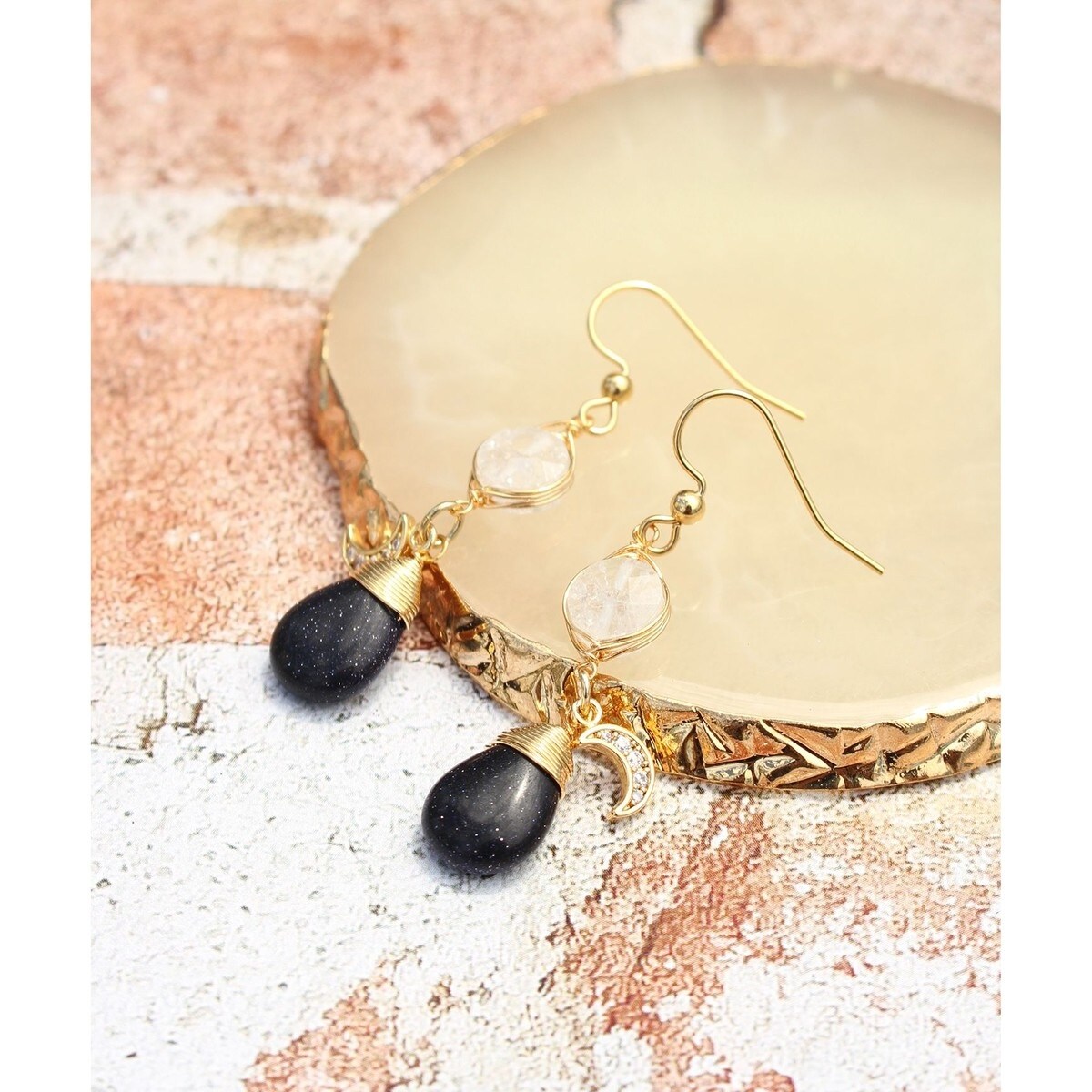 ブルーサンストーン×クリスタルピアス（ゴールドフィルド） | マルイ