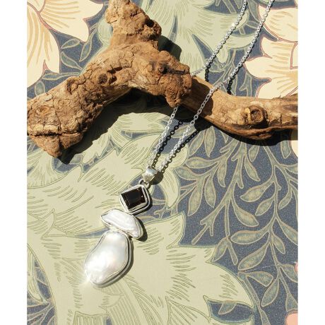 フランス買付1点もの】スモーキークォーツ＆パールネックレス  