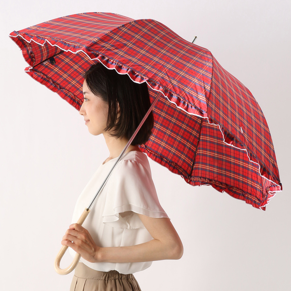 雨傘（長傘）【グラス骨】チェック/フリル（レディース） | ポロ