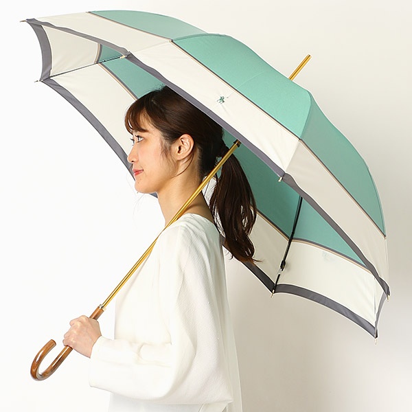 雨傘【手開きタイプ／長傘／裾ボーダー／シンプル／日本製