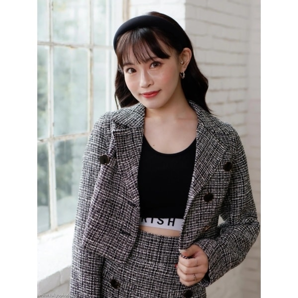 glossy tweedノーカラージャケット | リップサービス(LIPSERVICE