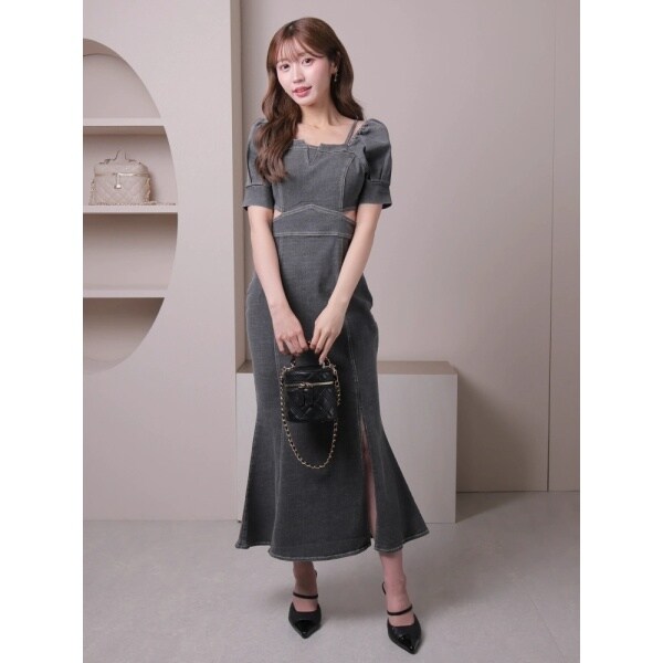 2wayショルダーデニムマーメイドワンピース リップサービス リップサービス LIP SERVICE 2wayショルダーデニムマーメイド