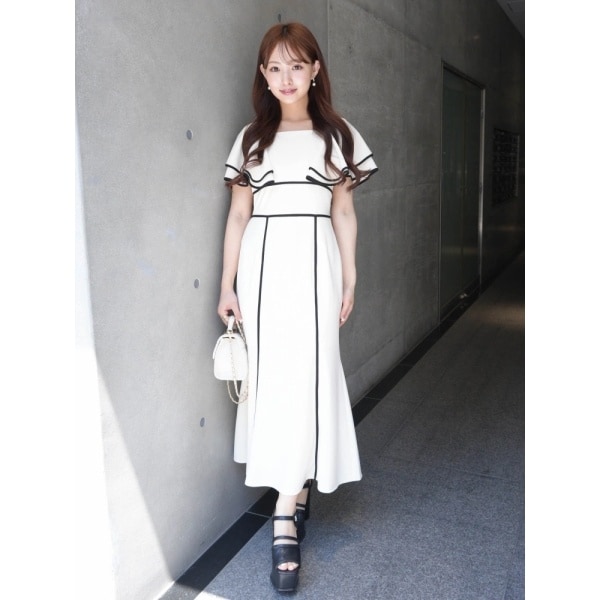 ラッフルスリーブパイピングマーメイドワンピース | リップサービス