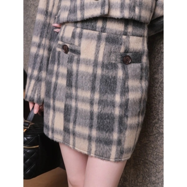 シャギーチェック台形スカート