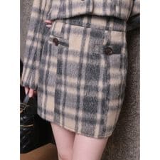 シャギーチェック台形スカート