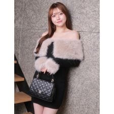 リップサービス(LIPSERVICE)のファーオフショルボタンニットワンピース