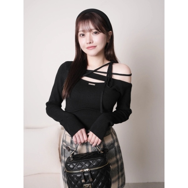 リップサービス ツイードリボンオフショルトップス リップサービス LIP SERVICE ツイードリボンオフショルトップス