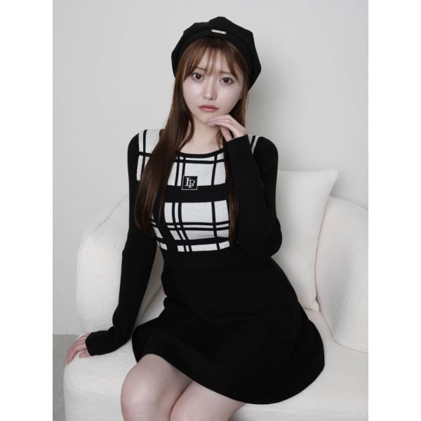 LPチェックフレアニットワンピース | リップサービス(LIPSERVICE