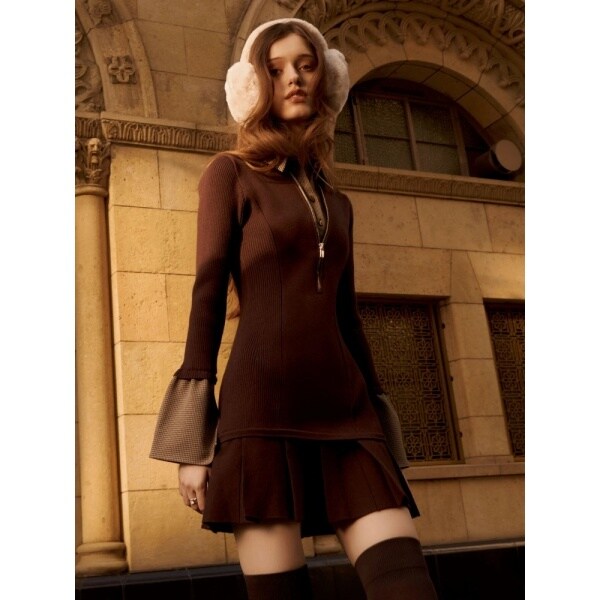 LIP SERVICE リボンフェザーアンサンブルニットワンピース ブラック LIP SERVICE（リップサービス）｜ リボンフェザーアンサンブル