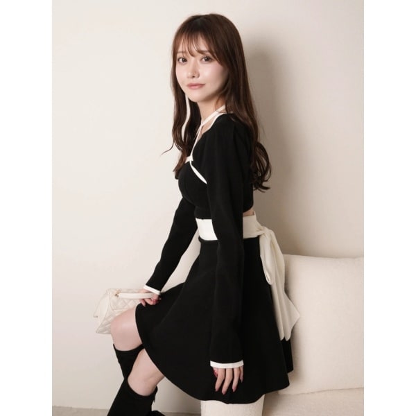 リボンフェザーアンサンブルニットワンピース | リップサービス