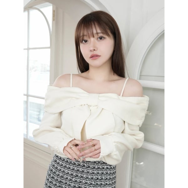 リボンオフショルロングスリーブトップス | リップサービス(LIPSERVICE