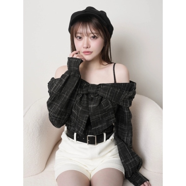 リボンオフショルロングスリーブトップス | リップサービス(LIPSERVICE