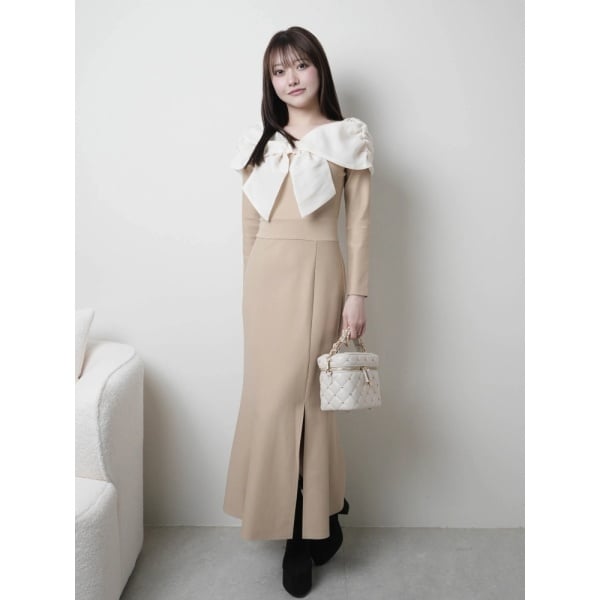 ボウタイシアーシャツレイヤード風ドレスワンピース | スウィングル