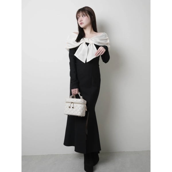 ボウタイシアーシャツレイヤード風ドレスワンピース | スウィングル