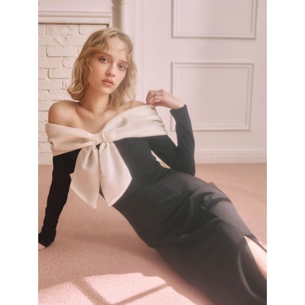 ボウタイシアーシャツレイヤード風ドレスワンピース | スウィングル